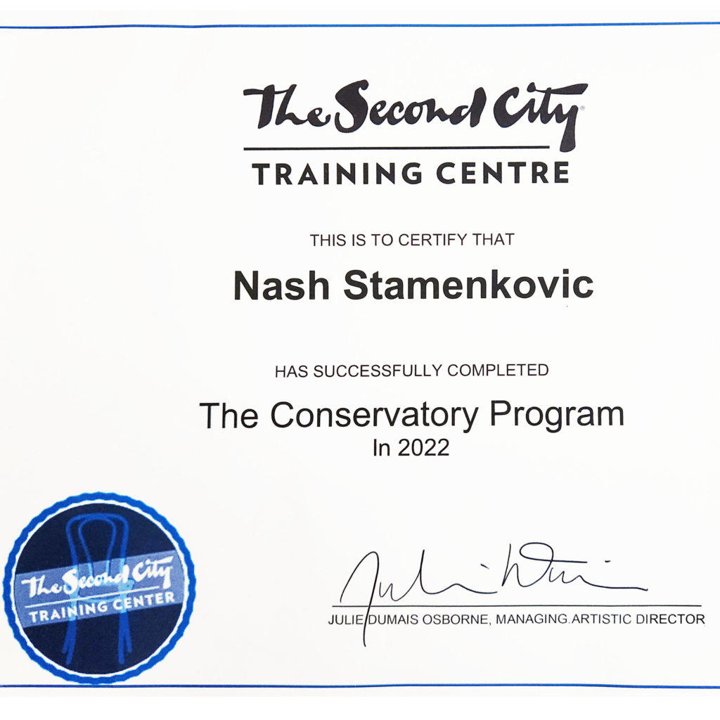 Nash Stamenkovic Second City Conservatory Graduate